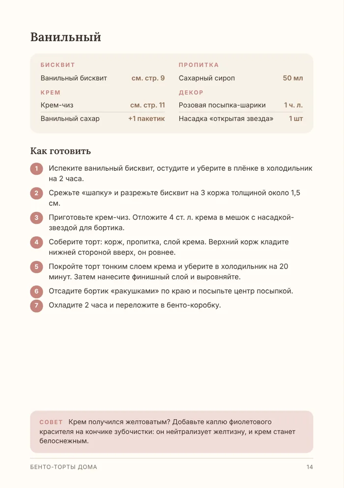 Страница с рецептом и шагами